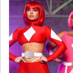 Red Halloween super hero outfit. Wig , and full outfit in bag brand new .